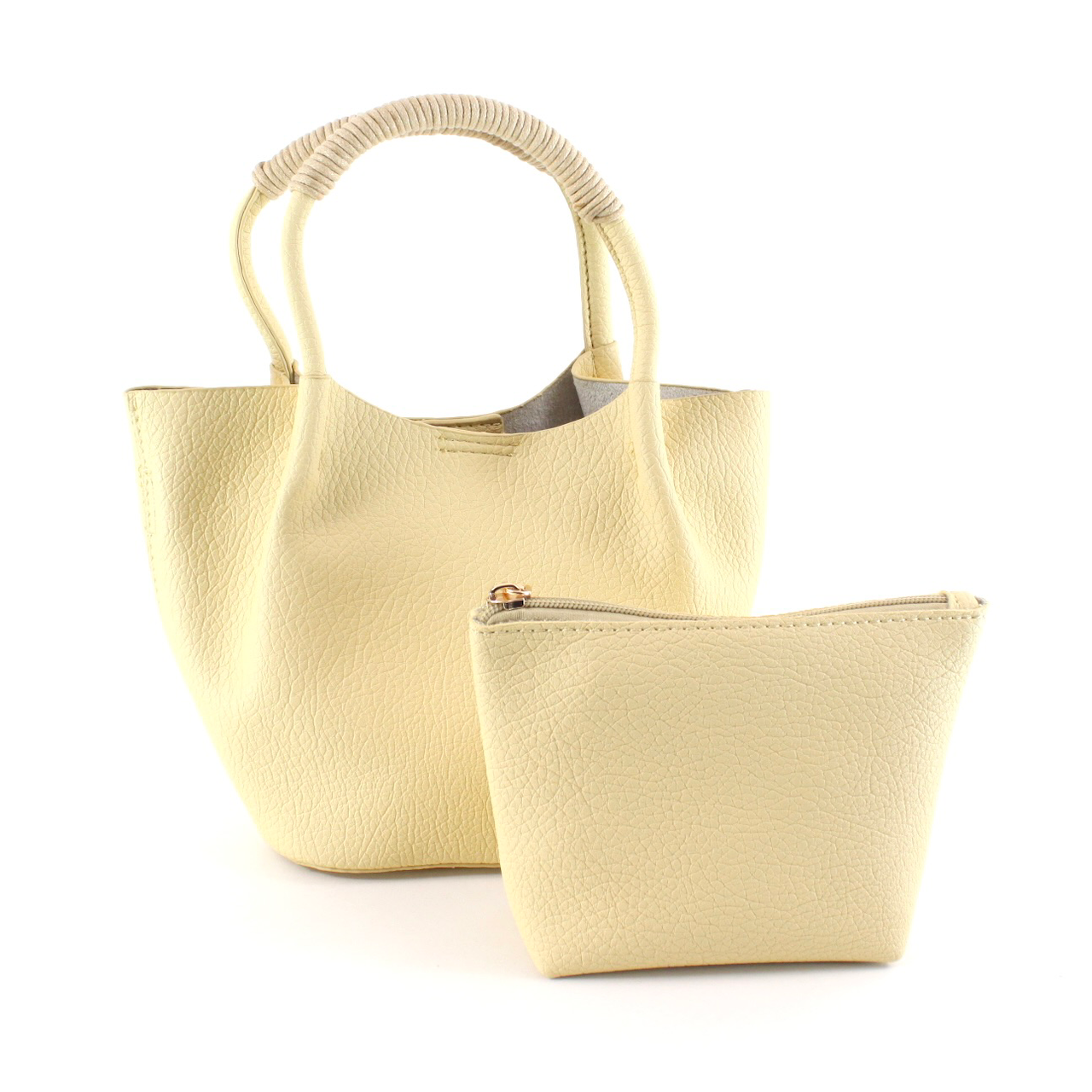 P22174 Small Tote Crossbody Bag w/Cosmetic Pouch: 11 L Yellow